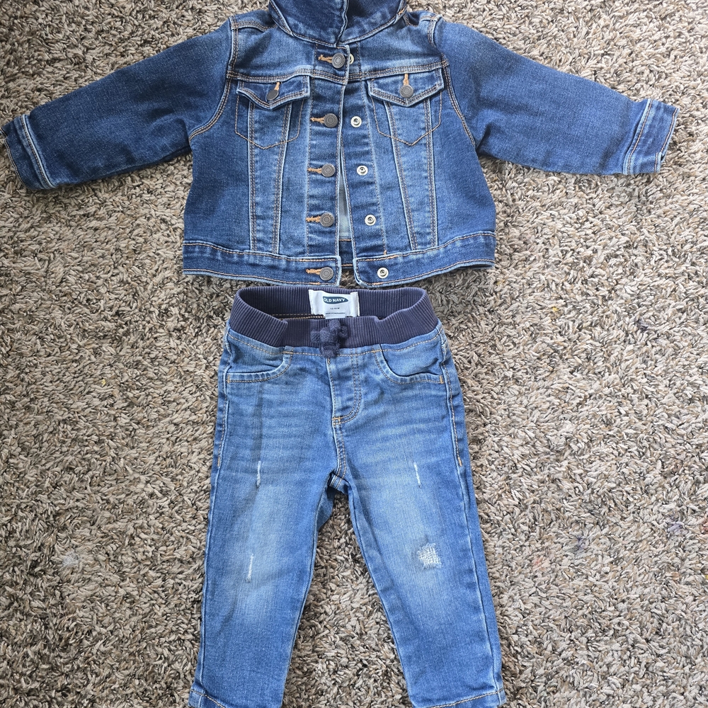 Old Navy Blue Denim Kids Jacket and Jeans Set